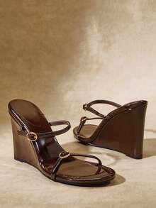 SHUZIA Top-Seller Women's Slip-On Wedge Sandals - Chocolate Brown - View 4