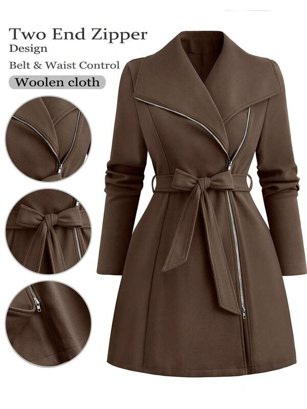 Rometta Plus Size Solid Color Casual Commuter Jacket, Autumn/Winter