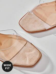 SHUZIA Women's Wide-Fit Fashionable Clear Heeled Sandals - Beige - View 10