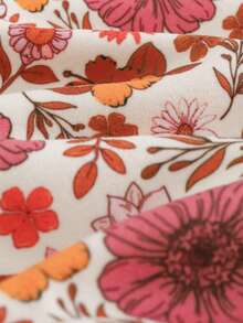 Cozy Pixies Baby Girl Floral Print Knit Soft Crew Neck Long Sleeve Top And Elastic Waist Leggings 2-Piece Pajama Set Snug Fit - Multicolor - View 6