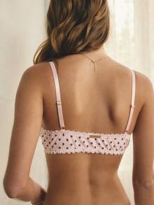 Aralina Women's 2pcs Polka Dot Lace Trim Detail V Neck Bralette With Rosette Trim With Matching Lace Trim Shortie Lingerie Vacation Outfits Women Two Pieces Set - Multicolor - View 5