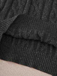 Franclia Áo len cổ tròn trang trí họa tiết dây xoắn lấy cảm hứng từ Blogger, đa năng, Thu/Đông - màu đen - Xem 7