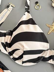 Swim Mod 2025 女士斑马纹性感比基尼泳装套装，夏季海滩 - 彩色 - 查看 5