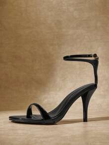 SHUZIA 女士时尚日常百搭踝带高跟凉鞋 - 黑色 - 查看 4