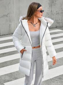 SHEIN Cottnline 女款有領連帽衣 - 白色 - 查看 4