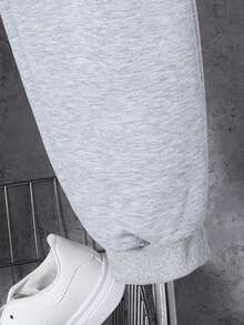 SHEIN Teenage Boys' Stand Collar Half-Zip Sweatshirt Paired With Casual Sports Pants, Comfortable Fabric, Versatile For Outdoor And Indoor Wear - Grey - View 6
