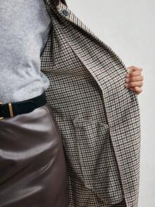 Lumivelle 女款千鸟格单排扣长款大衣