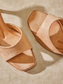 SHUZIA Women's Fashionable Faux Suede Heeled Sandals - Beige - View 7