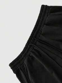 ROMWE MEN Goth Men's Loose Comfortable Casual Sports Straight Leg Sweatpants, Black - Black - View 5