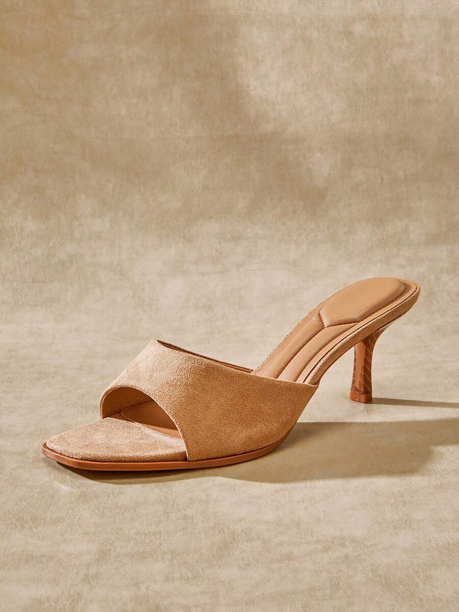 SHUZIA Women's Fashionable Faux Suede Heeled Sandals - Beige - View 1