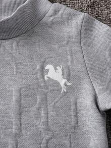 SHEIN 男婴休闲字母印花长袖连帽卫衣 - 灰色 - 查看 4