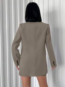 EURMUSE BossMode 女士西装外套 – 利落的线条、奢华的层次感和轻松的时尚感，优雅、曲线、休闲、夹克 - 米色 - 查看 2