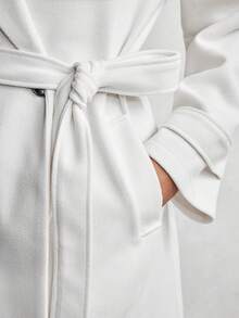 Lumivelle Women's Solid Color Hooded Overcoat, Fashionable For Autumn/Winter - White - View 7