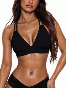 Swim Basics Summer Beach Solid Color Swimwear Top
