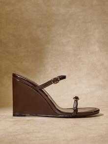 SHUZIA Top-Seller Women's Slip-On Wedge Sandals - Chocolate Brown - View 3
