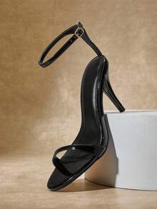 SHUZIA 女士时尚日常百搭踝带高跟凉鞋 - 黑色 - 查看 3