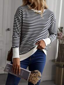 SHEIN Tall Hanorac cu mânecă lungă și guler rotund pentru femei, mărime înaltă