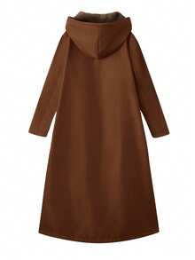 SHEIN Unity Áo khoác giữ nhiệt lót lông ấm áp cỡ lớn dành cho nữ, mùa thu/đông - màu nâu - Xem 2