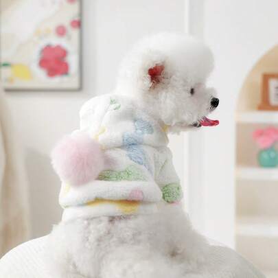 PETSIN 1pc Pet Clothing, Autumn And Winter Thick Velvet Jacket Warm Hoodie, Suitable For Cats And Dogs To Wear Clothes