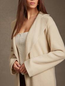 L'Amorae Women's Solid Color Lapel Long Sleeve Regular Jacket, Elegant For Autumn/Winter - Apricot - View 6