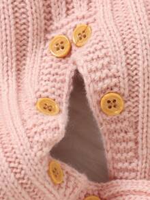 Pelele de suéter para bebé niña, con cuello y bajo con volantes, decorado con lazo 3D de manga larga, pelele de punto rosa para bebé niña, conjunto de punto rosa para bebé niña, pelele de volantes rosa con lazo para bebé, ropa de bebé melocotón, pelele rosa para bebé niña, conjunto de punto para bebé niña, suéter de bebé niña, ropa de bebé neutra recién nacida, pelele casual de bebé, ropa de bebé cálida de 0 a 3 meses para niña en invierno - Rosa Pálido - Ver 7