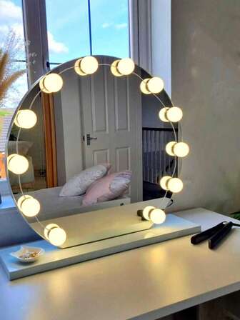 4/6/8/10/12/14 Pcs LED 3 Color LED Makeup Mirror Light Bulb, USB Wash Basin Makeup Mirror Lamp Bathroom Dressing Table Lighting Campaign LED Wall Lamp