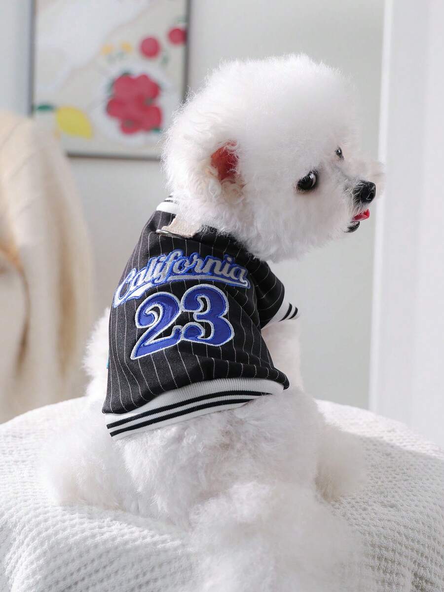 PETSIN 1 Piece Embroidered 23 Ball Jersey For Cats And Dogs, Comfortable Vest For Spring, Autumn, And Winter Weather, Casual Pullover - Schwarz - Übersicht 1