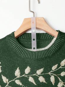 Linhara كنزة صوفية كاجوال قصيرة الأكمام مطبوعة بطبعات عشوائية للنساء ذوات الحجم الكبير، بياقة مستديرة وتريكو ملون، مناسبة للخريف والشتاء