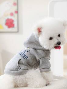 1pc Pet Clothing, Cute Embroidered Gray Koala Autumn And Winter Warm Hoodie, Cats And Dogs Wear Warm And Comfortable Jackets - 淺灰色 - 查看 4
