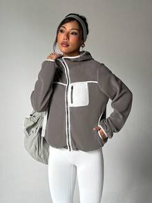 Dewbera Women's Reversible Fleece Zip-Up Hooded Winter Jacket - Multicolor - View 6