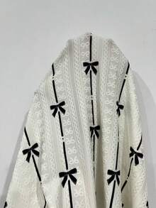 CottageSlumber 女士黑色蝴蝶结印花蕾丝边提花针织吊带背心和短裤睡衣套装 - 白色 - 查看 8