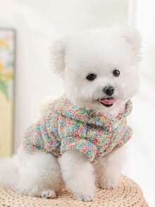 PETSIN 1pc Cat And Dog Universal Pet Clothes, Cute Colorful Autumn And Winter Warm Hoodie Jacket - 彩色 - 查看 5