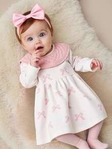 SHEIN Playful Pals Baby Girls Autumn/Winter New Outfit, Round Neck Ruffle Lantern Sleeve Sweater Dress, Fashionable Casual Versatile Long Sleeve Sweater Dress Winter Christmas Halloween Toddler Cardigan Sweater Autumn Fall Jumpers Sweaters Tops Dress Dresses Christmas Jumper Cozy Pixies Prepcrw Christmas Outfit Halloween  New Born Toddler  Fall Winter Dress Halloween  Romper Stuff Halloween Jumper Jumper Cardigans Shirts White Cardigan Clean Downtown Off The Shoulder Sweater Outfit Sets Pink Sweater Jacket Cute Fall Outfits Outfits Top Maija Christmas Dress  Toddler Fall Dark Purple Skirt Christmas Sweater  Fall Sweaters Unisex White Sweater Vest Skirt Sets - White - View 4