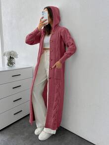 EURMUSE Cardigan With Detail And Long Special Button Detail+ 480,Cardigans For Women,Petite Cardigans,Cardigans - Dusty Pink - View 2