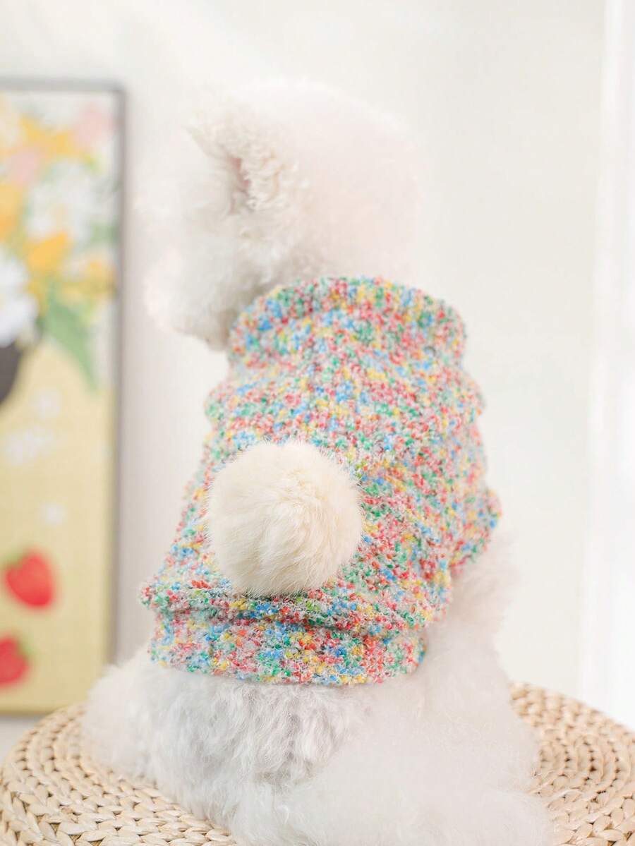PETSIN 1pc Cat And Dog Universal Pet Clothes, Cute Colorful Autumn And Winter Warm Hoodie Jacket - 彩色 - 查看 1