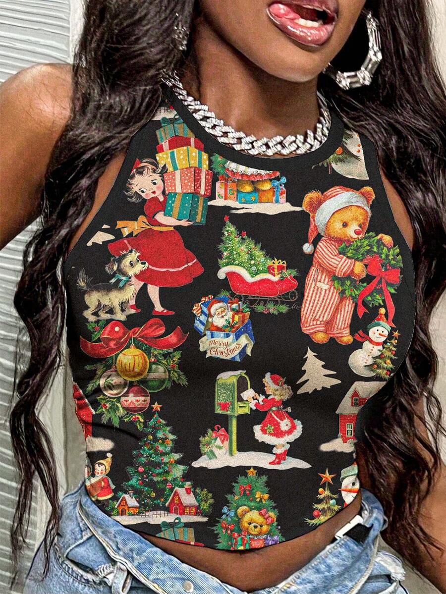 Slaydiva 女装/秋季女装/街头服饰/Y2K/背心/圣诞节 - 彩色 - 查看 1