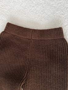 SHEIN Playful Pals Toddler Boys' Sweater Set, Striped Knit Pullover And Pants 2 Pieces Outfit, Loose Fit, Suitable For Autumn And Winter Autumn And Winter Two Piece Suit Baby Boys Outfit Baby Boy Knitted Set Brown Baby Boy Outfit Knit Two Piece Toddler - Multicolor - View 4