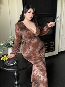 Flirla 大码女式休闲打结长袖连衣裙 - 彩色 - 查看 5
