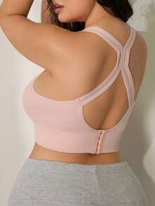 NudeFit 1 pièce Soutien-gorge de sport de couleur unie pour femmes grandes tailles avec maintien