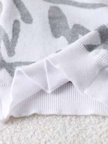 SHEIN Playful Pals 男婴休闲图案圆领落肩毛衣，秋冬季圆领套头衫 - 灰色 - 查看 6