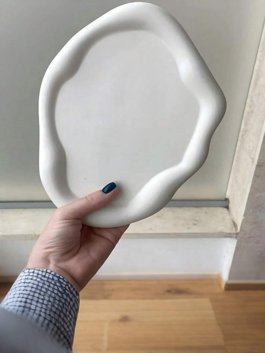 1 pieza Molde de silicona ovalado asimétrico, molde de resina cristalina, superficie espejada, bandeja en forma de nube asimétrica, molde de silicona, decoración del hogar, de vuelta a la escuela.