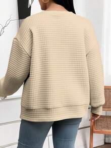 SHEIN LUNE 感恩节树叶印花休闲宽松半拉链卫衣，加大码，适合秋冬季 - 彩色 - 查看 2