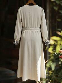 EMERY ROSE Plus-Size Women's Casual Vacation Autumn Dress - Apricot - View 2