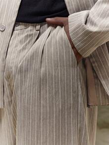 Musero Pinstripe Oversized Trousers - Grey - View 6