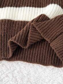 SHEIN Playful Pals Toddler Boys' Sweater Set, Striped Knit Pullover And Pants 2 Pieces Outfit, Loose Fit, Suitable For Autumn And Winter Autumn And Winter Two Piece Suit Baby Boys Outfit Baby Boy Knitted Set Brown Baby Boy Outfit Knit Two Piece Toddler - Multicolor - View 8