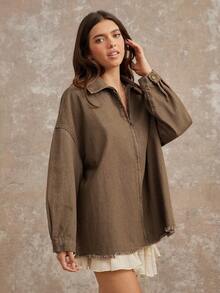 WESTFADE Collared Zip Front Bucking Horse Rodeo Cowgirl Graphic Print Cotton Denim Shirt Jacket Shacket Fall Autumn Winter Western Wear For Women, Nashville Country Concert, Boho, Casual Cute