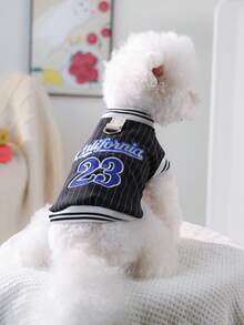 PETSIN 1 Piece Embroidered 23 Ball Jersey For Cats And Dogs, Comfortable Vest For Spring, Autumn, And Winter Weather, Casual Pullover - Schwarz - Übersicht 4