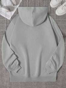 EURMUSE 100%Cotton Men's Hooded Sweatshirt With Pocket And Drawstring - Grey - View 2