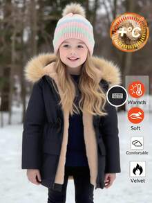 Emery Rose Kids Emery Rose Kids Kleine Mädchen Einfarbige thermisch gefütterte Lässig Jacke, Herbst Winter Kleidung für Frauen - Schwarz - Übersicht 3
