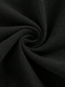 SHEIN 青少年女孩日常服装休闲基本款 100% 纯棉弹性腰带白色裤子、阔腿裤、返校装 - 黑色 - 查看 4